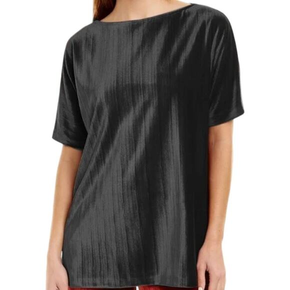 St John Crushed Velvet Top Black Size Medium NWOT $695 MSRP - Picture 1 of 9